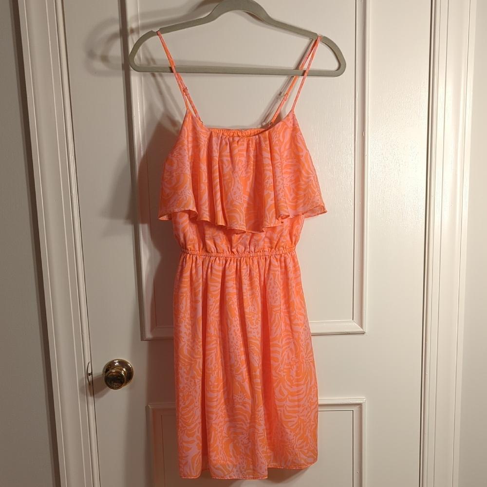 Elegant Orange Sleeveless Dress